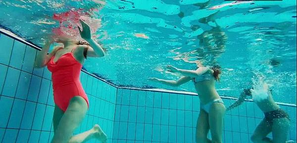  3 nude girls have fun in the water